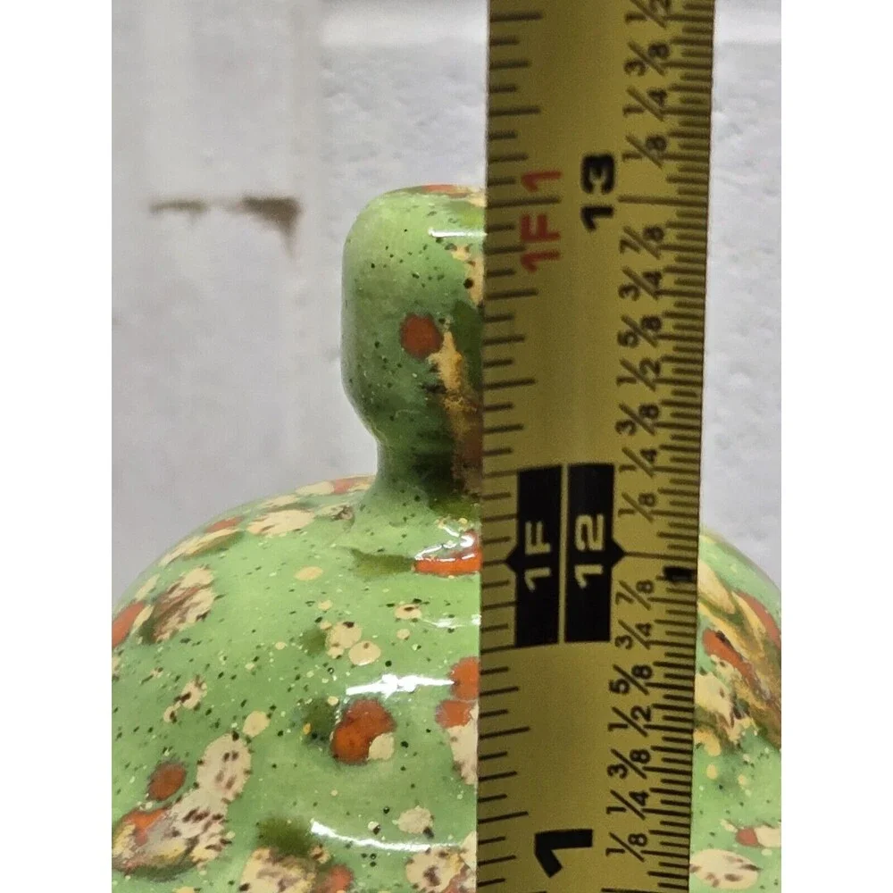Apothecary Style Jar Lid Large Ceramic Container Green Splatter 70's Perfect